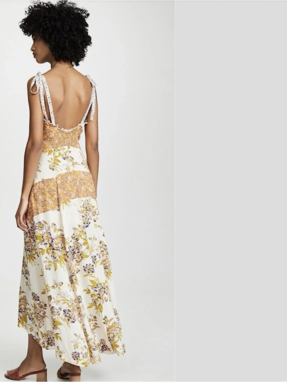 Free People Cream Maxi Dress with Mustard and Lilac Floral